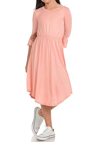 Pastel by Vivienne Women's Fit and Flare Midi Dress with Bell Sleeve