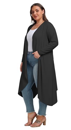 OLRIK Plus Size Cardigan for Women Trendy Lightweight Fall Clothes Long Duster Cardigans for Women with Pockets3