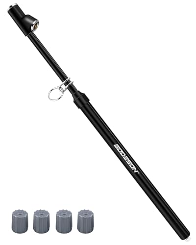 Image of GODESON Heavy Duty Tire Pressure Gauge, 13.5 inch Dual Head Semi Air Gauge 20-220PSI /2-15Bar for Car, Motor, RV & Truck, Stainless Steel, Accurate & Durable for Tire Pressure Check, Black Pencil Gauges