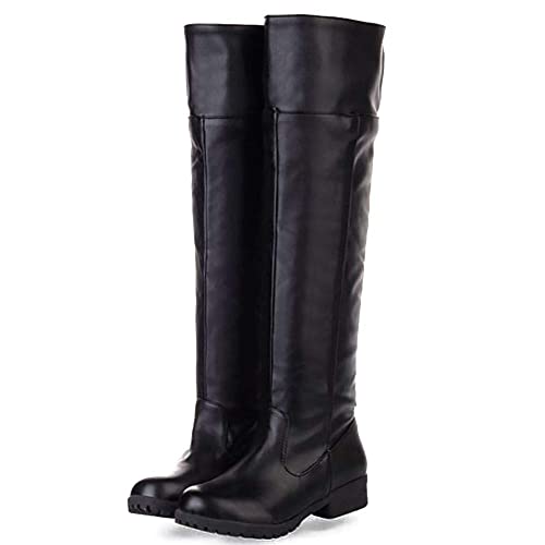 Han shan Eren Jaeger Cosplay Boots Mikasa Ackerman Shoes Unisex Knee High Riding Boots Leather Tall Boots (Men10-10.5,Black,numeric_10)