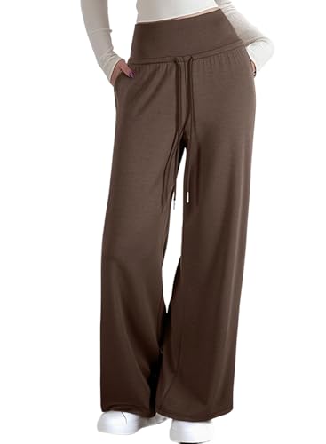 Herseas Women's Wide Leg Sweatpants Baggy Drawstring Straight Travel Pants Lounge High Waist Oversized Pants