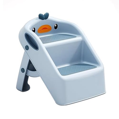 Échelle en plastique pour enfants - Escabeau bleu pliable de salle de bain