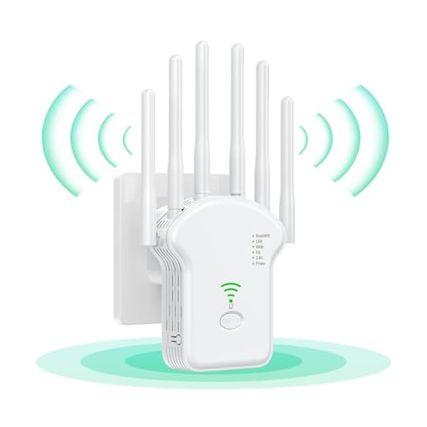 WiFi Extender Signal Booster for Home – 2024 Newest Dual Band Internet Extender WiFi Booster Up to 1200Mbps(11800Sq.Ft) 5Ghz & 2.4Ghz – Easy Set Up WiFi Repeater with Ethernet Port & Ap Mode