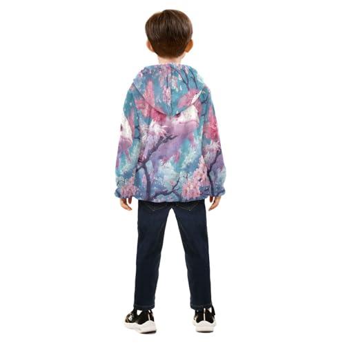 Kawaii Axolotl Pink Cherry Blossoms Toddler Fleece Jacket Girl Boys Hooded Fleece Jacket Coat4