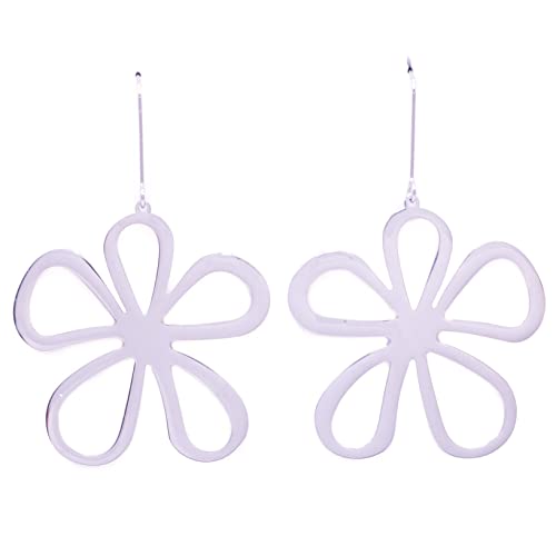 NILUXE DESIGN- Pendientes Flor Acero Inoxidable - Pendientes Mujer Flor Grande- Pendientes Colgantes Mujer Dorados y Plateados (Acero inoxidable plateado)