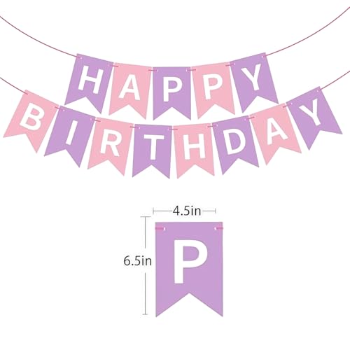 Image of Happy Birthday Banner Birthday Party Supplies (Purple-Pink)