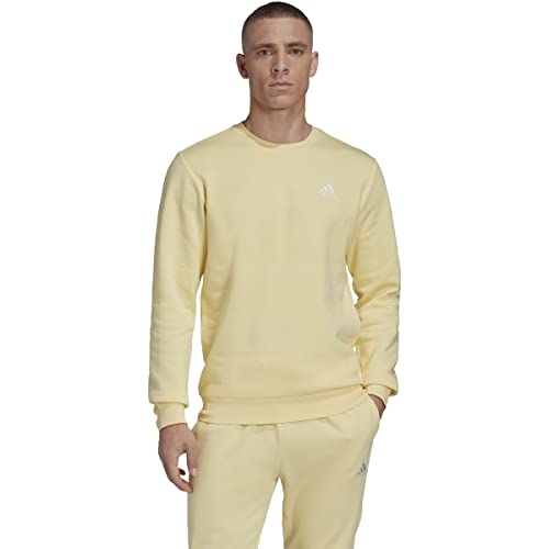 Image of adidas Men's Essentials Fleece Sweatshirt, Almost Yellow /White, Small