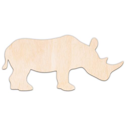 Creative Deco Animal en Contreplaqué ou MDF de 3 mm à Personnaliser | Rhinocéros | Forme de 5-100 cm | Animaux en Bois | Décoration Murale pour Chambre |...