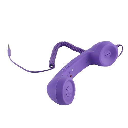 Retro teléfono con cable morado, receptor con conexión 3.5mm y USB C miniatura 6