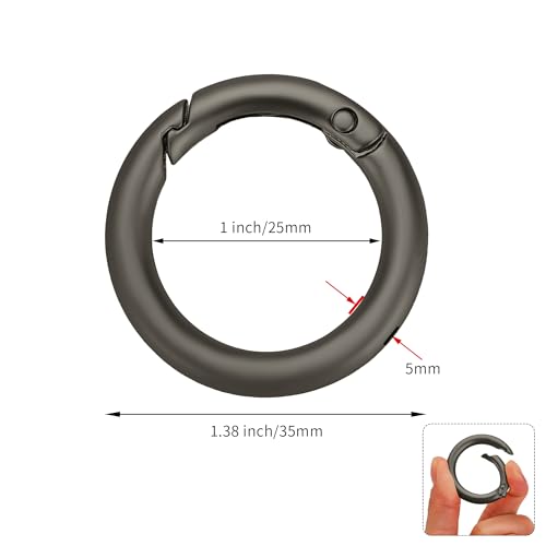 Image of Gkeygo Key Ring Clip, 4 /5 Inch Keychain Rings, 8 Pack Round Carabiner Clip for Keys, Buckle, Bags, Purses - Key Chain Hooks Replacement Keychains Lanyard DIY Crafts - Dark Grey