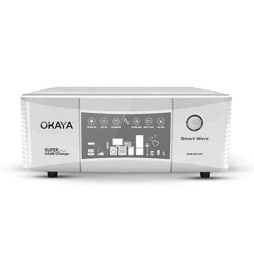 Okaya Inverter Smart Wave 850 Qusi Sine Wave 600VA/12V for Home, Office and Shop (Supports 1 Inverter Battery of 12V)