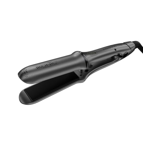IKONIC Finishing Line Hair Iron Straightener With Digital Dispaly, Maximum Temperature Of 220 Degrees, Floating Ceramic Plates, Ionic Technology, Automatic Shutoff, For All Hair Type, Grey