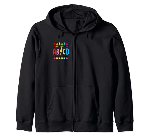 ABCD Pencil Lightning Rock'n Roll Teacher Back To School Kid Zip Hoodie