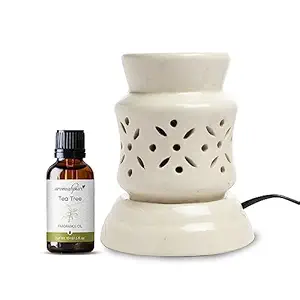 Aromahpure Dark Blue Electric Ceramic Pollar Diffuser 15 ml Fragrance Oil | Scented Diffuser Joyful Lavender | Elegant Diffuser for Home, Mandir, Office, Desk Decoratives, Gifting