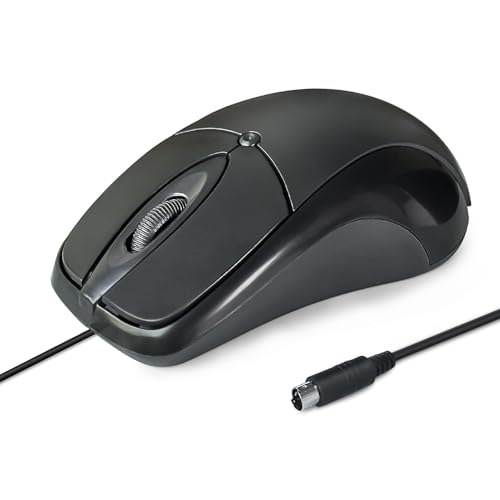 Image of Wired PS /2 Optical Mouse - 1000 DPI Resolution, 3 Buttons, 5ft Cable, Compatible with Windows 7 /8 /10 /11, Black