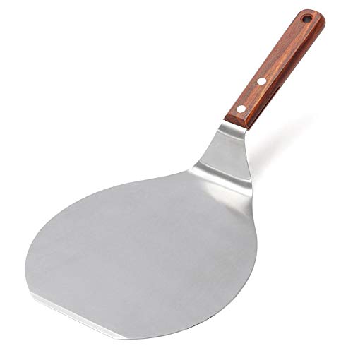 ulafbwur Pizza Peel 12 Inch Stainless Steel Round Turning Wooden Handle Cake Pizza Shovel Kitchen Baking Tool