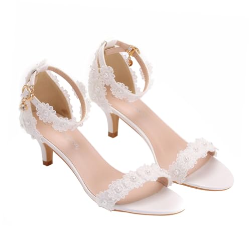 Sandales à talons blanches de mariage pour femmes Hanabass