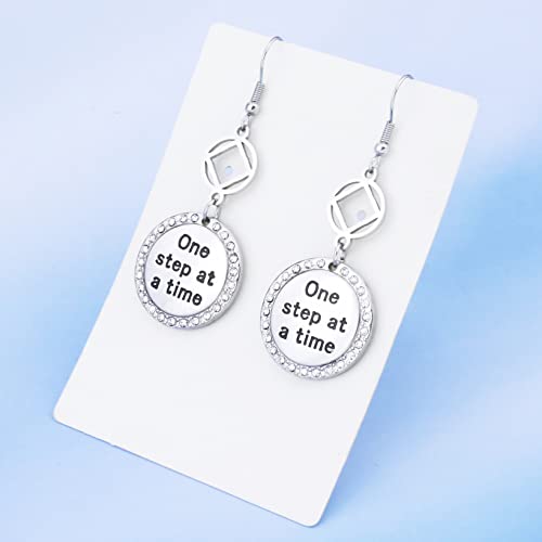 NA AA Earrings Sobriety Gift One Step at A Time Jewelry Recovery Jewelry Alcoholics Anonymous AA Gift Addiction Recovery Gift4