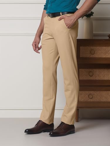 Image of SUBTRACT Men 4 Way Stretch Wrinkle Free Slim Fit Formal Trouser in with 2 Inch Flexible Waistband | Men's Trousers for Office Or Party