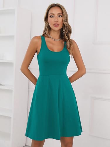 Image of Missufe Women's Sleeveless Racerback Flared Casual Plain Tank Dress