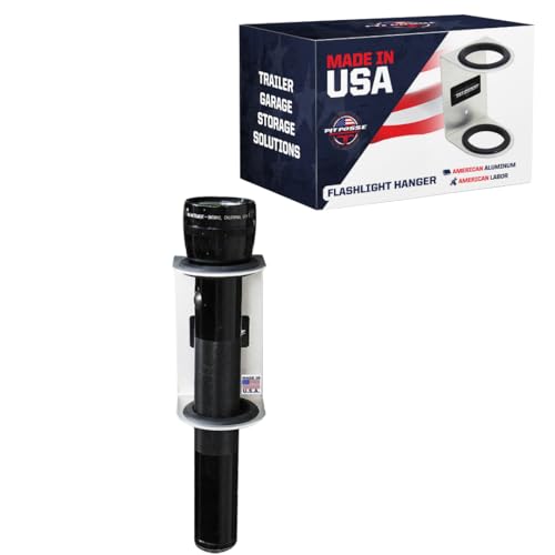 Pit Posse 460 Flashlight Hanger Holder Wall Mount - Made in USA - Garage Enclosed Race Trailer Automotive Mechanics Shop Storage Organizer Aluminum (Silver)