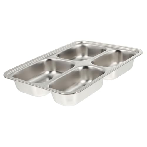 Faxijuan Plato dividido rectangular de acero inoxidable con 3 compartimentos for la cena, bandeja for servir for la escuela, la oficina y la preparación de comidas.