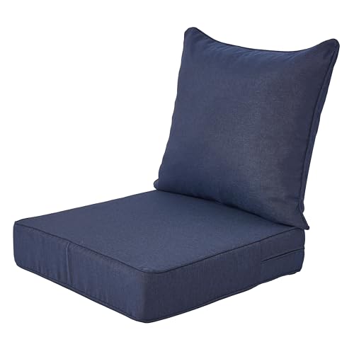 Image of Art Leon Patio Chair Cushions 22 x 24 Outdoor Seat Cushions 28D High Density Foam Patio Chair Cushion with Non-Slip Backing Waterproof Outdoor Seat Cushion for Patio Furniture Porch Swing Navy Blue