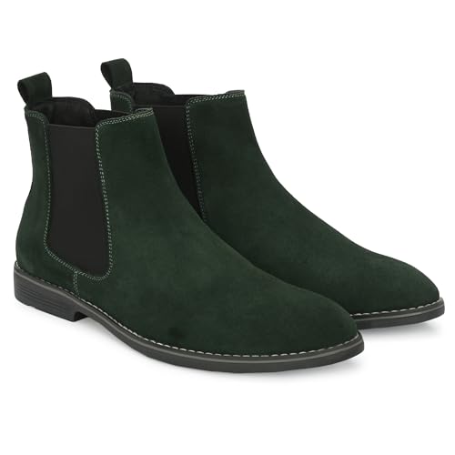 Image of Blue Leather By Centrino Genuine Leather Men's Formal and Casual Leather Boots | Versatile and Sophisticated Chelsea Boots for Every Season | Fashionable Elegant Boots for Any Occasion (3964)