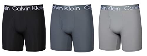Calvin Klein Boxer Brief Micro Rob Soft Micro Fiber Functional Fly Moisture Wicking All Day Comfort Logo Waist Band ( 3 Pack) (Black Dark Grey Light Grey)