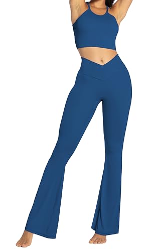 Image of Sunzel Flare Leggings, Crossover Yoga Pants with Tummy Control, High-Waisted and Wide Leg