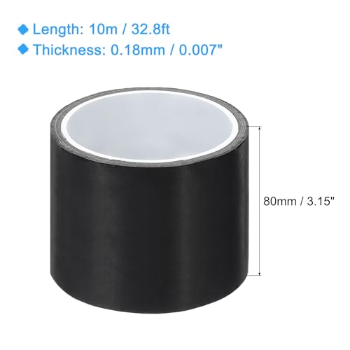 Image of MECCANIXITY High Temperature Tape 80mm PTFE Coated Fabric Tape Heat Resistant Tape for Vacuum Sealers Adhesive Tape 10m /33ft Black 0.18mm Thickness