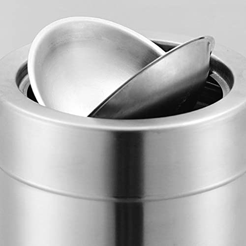 Kaijunshop Trash Can Stainless Steel Ashtray Desktop Trash Can Living Room Office Ashtray Flip Self-Extinguishing Type Press And Drop Garbage Bin #TOP2