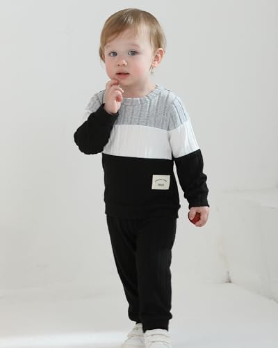 Toddler Baby Boy Clothes 6 9 12 18 24 Months Infant Boy Outfits Color Block Fall Winter Pants Set 2T 3T 4T3