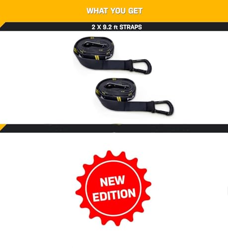 Image of Adjustable Numbered Straps for Gymnastic Rings Steel Carabiners Quick Hook System Easy to Set Up One Pair Strap Only (Yellow)
