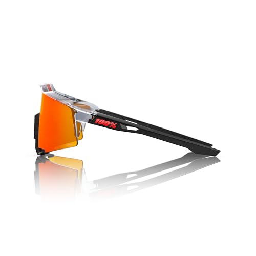 Image of 100% SPEEDCRAFT Sport Performance Cycling Sunglasses (Translucent Grey & Matte Black - HiPER Red Mirror Lens)