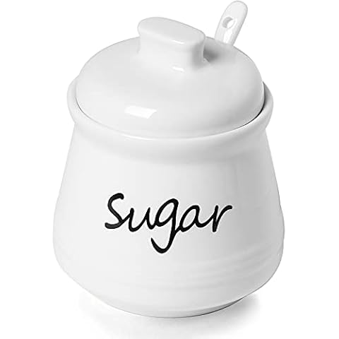 ONTUBE Ceramic Sugar Bowl with Lid and Spoon Cover