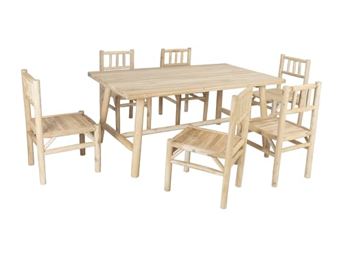 Vente-unique - Salle à Manger de Jardin en Teck : la Table L.180 cm et 6 chaises - Naturel Clair - Tulum de MYLIA