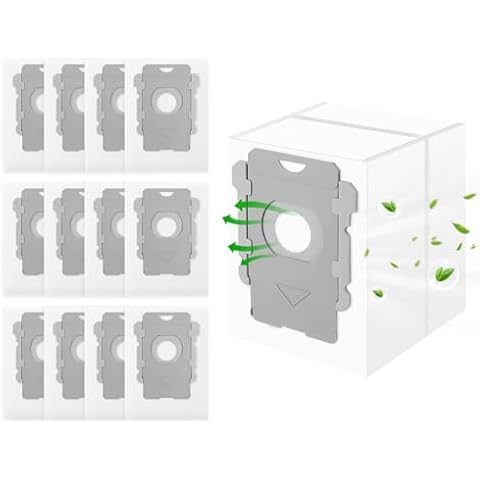 12 Pk Roomba Replacement Parts Vacuum Bags, Compatible with Irobot Roomba j7 j9 i3 i7 s9 i4 i8 j8 i6 i5 j6 i3+ i1+ i4+ i6+ i8+ j7+ s9+ Plus, Dirt Disposal Bag, Disposable Filter Dust Combo Accessories Cover