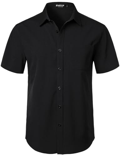 Image of JEMITOP Mens Stretch Wrinkle Free Texture Shirts