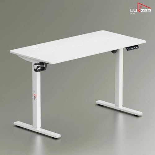 Image of Lukzer Electric Height Adjustable Desk with USB & Type-C Port 3 Memory Preset Advance Controller Ergonomic Work from Home Study Table (EST-003 /UC-White & White /120 x 60 cm) DIY with 3-Year Warranty