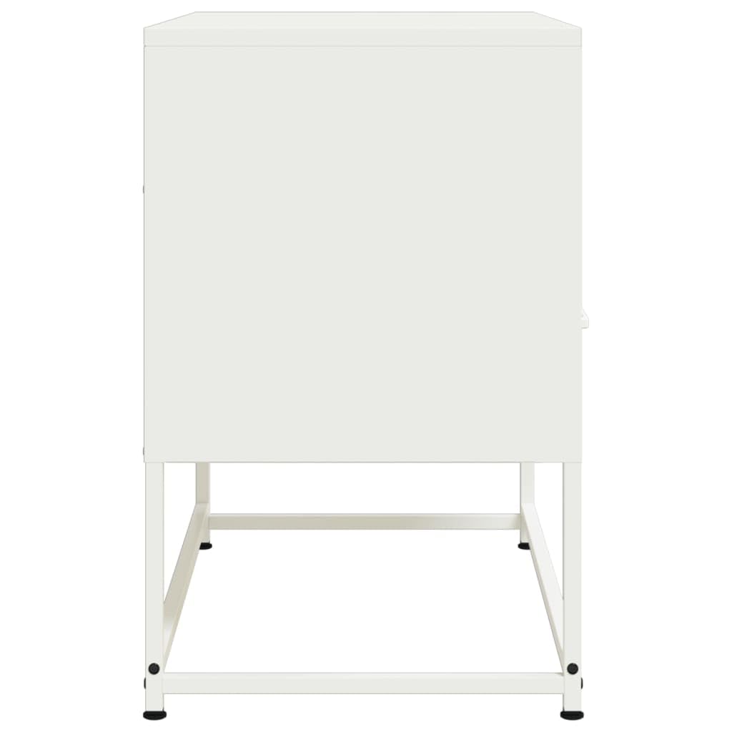 Mobile TV bianco in acciaio 68 x 39 x 60,5 cm con 2 cassetti, scomparti aperti, spazio e ripiano per soggiorno, camera da letto, home theater, gaming e multimediale