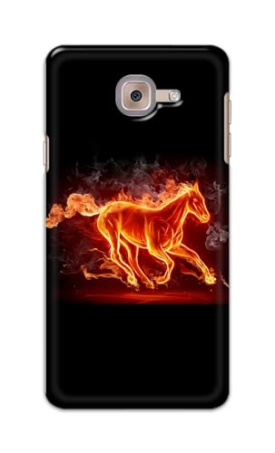 Image of Plastic Printfidaa Printed Hard Back Cover Case For Samsung Galaxy J7 Max Back Cover (Fiery Horse) -112, Black