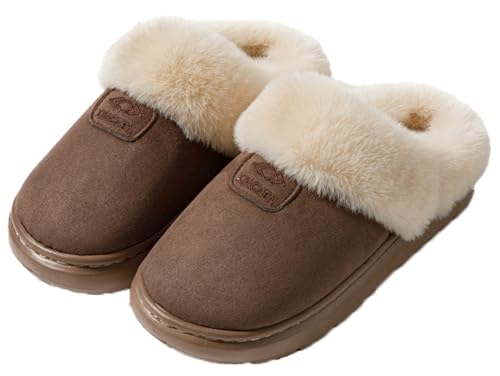 Caistre Cozy Slippers for Women Trendy Fuzzy House Shoes with Memory Foam Anti-Skid Sole Furry Winter Slipper Plush Cotton Shoes