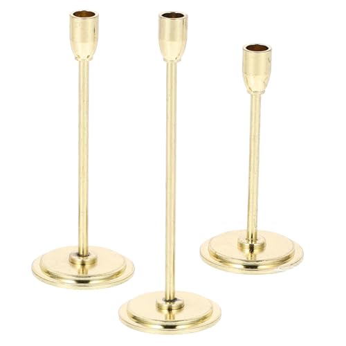 BESTonZON 3pcs Mini House Decor Dollhouse Furniture Accessories Mini Candlestick Decors Simulated Mini Candle Holder Tealight Candle Holder Decorative Candlestick Metal Candelabra Doll House
