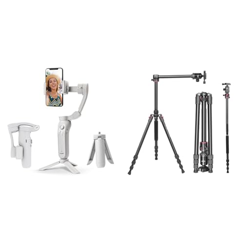 Image of DIGITEK (DSG-007F) 3-Axis Gray Smartphone Gimbal - Wide Angle Handheld Vlogging Stabilizer - 4 Crea