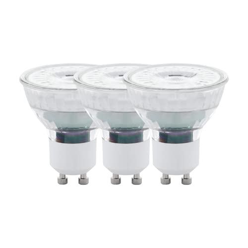 Eglo Set of 3 LED Light Bulbs, GU10 Reflector Lamps, 4.5 watts Each (Equivalent to 50 watt), 345 Lumen, Warm White Glow