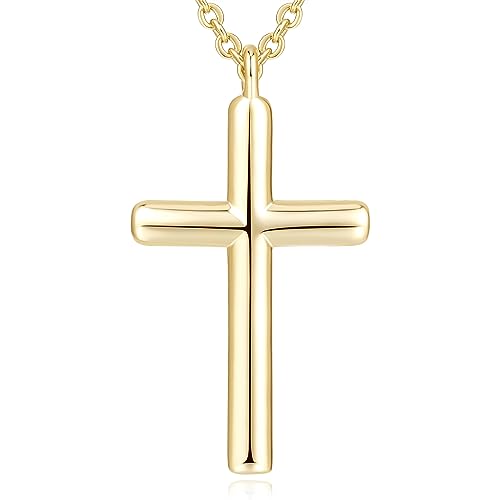 NEARLAND Cross Necklace for Women 14K Gold Cross Necklaces for Women Simple Gold Chain Faith Pendant Necklace Womens 20/25/28/33mm