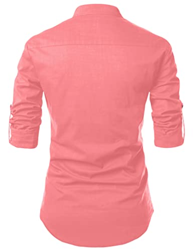 Image of Zombom Men's Solid Cotton Polyester Blend Casual Regular Fit Mandarin /Chinese Collor Full Sleeve Kurta Shirt for Men