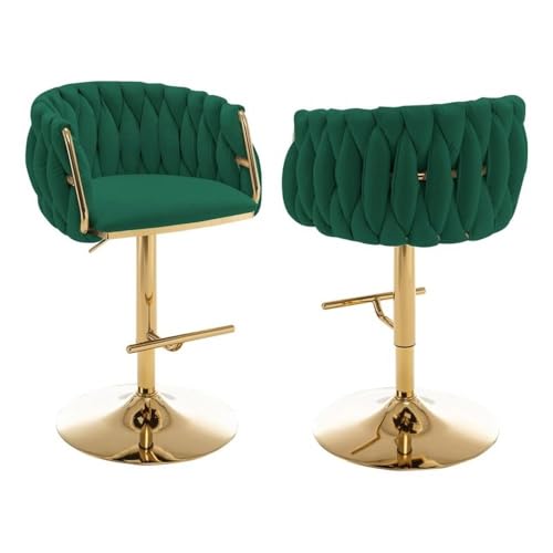 Best Quality Furniture Emerald Green Adjustable Velvet Barstools with Gold