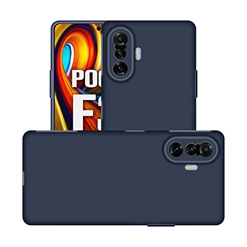 Image of Case Creation Liquid TPU Silicone Cover for Xiaomi Poco F3 GT Soft Case,Anti-Dirty Slim Case Frosted Matte Candy TPU Raised Bezel (Splash of Color) Back Case Cover for Poco F3 GT -Navy Electric Blue